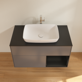 Тумба под раковину Villeroy & Boch Finion 100х50,1 см с подсветкой МДФ антрацит матовый лак/стекло черное матовое G782PDGK