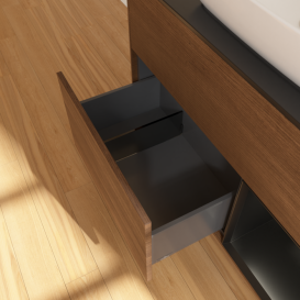 Тумба под раковину Villeroy & Boch Finion 100х50,1 см с подсветкой МДФ шпон грецкого ореха/стекло черное матовое G782PDGN