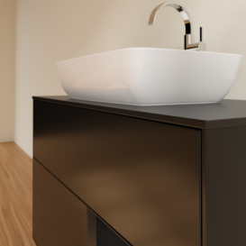 Тумба под раковину Villeroy & Boch Finion 100х50,1 см с подсветкой МДФ черный матовый лак/стекло черное матовое G782PDPD