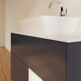 Тумба под раковину Villeroy & Boch Finion 100х50,1 см с подсветкой МДФ темно-синий матовый лак/стекло белое матовое G781GFHG