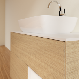 Тумба под раковину Villeroy & Boch Finion 100х50,1 см с подсветкой МДФ шпон дуба/стекло белое матовое G781GFPC