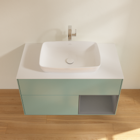 Тумба под раковину Villeroy & Boch Finion 100х50,1 см с подсветкой МДФ оливковый матовый лак/стекло белое матовое G781GKGM