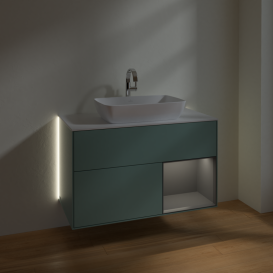 Тумба под раковину Villeroy & Boch Finion 100х50,1 см с подсветкой МДФ оливковый матовый лак/стекло белое матовое G781GKGM