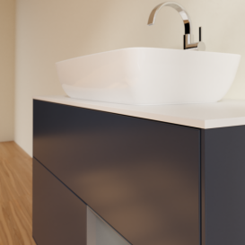 Тумба под раковину Villeroy & Boch Finion 100х50,1 см с подсветкой МДФ темно-синий матовый лак/стекло белое матовое G781GKHG
