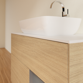 Тумба под раковину Villeroy & Boch Finion 100х50,1 см с подсветкой МДФ шпон дуба/стекло белое матовое G781GKPC