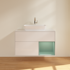 Тумба под раковину Villeroy & Boch Finion 100х50,1 см с подсветкой МДФ глянцевый белый лак/стекло белое матовое G781GMGF