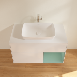 Тумба под раковину Villeroy & Boch Finion 100х50,1 см с подсветкой МДФ глянцевый белый лак/стекло белое матовое G781GMGF