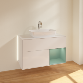 Тумба под раковину Villeroy & Boch Finion 100х50,1 см с подсветкой МДФ глянцевый белый лак/стекло белое матовое G781GMGF