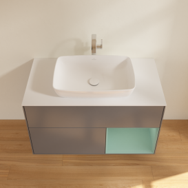 Тумба под раковину Villeroy & Boch Finion 100х50,1 см с подсветкой МДФ антрацит матовый лак/стекло белое матовое G781GMGK