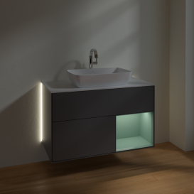 Тумба под раковину Villeroy & Boch Finion 100х50,1 см с подсветкой МДФ антрацит матовый лак/стекло белое матовое G781GMGK