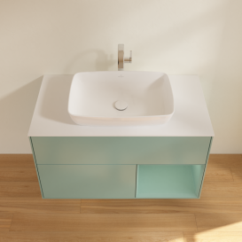 Тумба под раковину Villeroy & Boch Finion 100х50,1 см с подсветкой МДФ оливковый матовый лак/стекло белое матовое G781GMGM