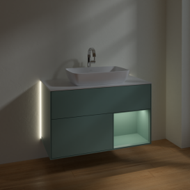 Тумба под раковину Villeroy & Boch Finion 100х50,1 см с подсветкой МДФ оливковый матовый лак/стекло белое матовое G781GMGM