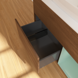 Тумба под раковину Villeroy & Boch Finion 100х50,1 см с подсветкой МДФ шпон грецкого ореха/стекло белое матовое G781GMGN