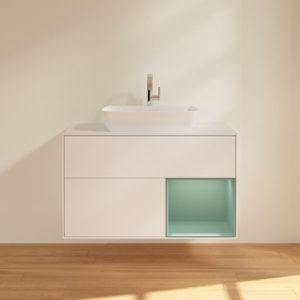 Тумба под раковину Villeroy & Boch Finion 100х50,1 см с подсветкой МДФ белый матовый лак/стекло белое матовое G781GMMT