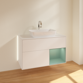 Тумба под раковину Villeroy & Boch Finion 100х50,1 см с подсветкой МДФ белый матовый лак/стекло белое матовое G781GMMT