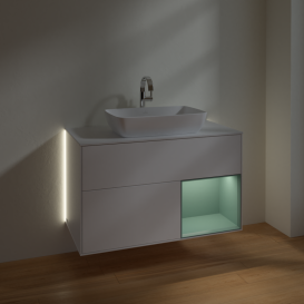 Тумба под раковину Villeroy & Boch Finion 100х50,1 см с подсветкой МДФ белый матовый лак/стекло белое матовое G781GMMT