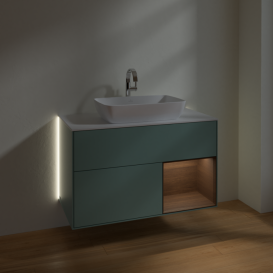 Тумба под раковину Villeroy & Boch Finion 100х50,1 см с подсветкой МДФ оливковый матовый лак/стекло белое матовое G781GNGM