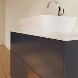 Тумба под раковину Villeroy & Boch Finion 100х50,1 см с подсветкой МДФ темно-синий матовый лак/стекло белое матовое G781GNHG