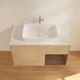 Тумба под раковину Villeroy & Boch Finion 100х50,1 см с подсветкой МДФ шпон дуба/стекло белое матовое G781GNPC