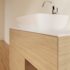 Тумба под раковину Villeroy & Boch Finion 100х50,1 см с подсветкой МДФ шпон дуба/стекло белое матовое G781GNPC