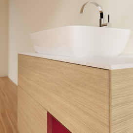 Тумба под раковину Villeroy & Boch Finion 100х50,1 см с подсветкой МДФ шпон дуба/стекло белое матовое G781HBPC