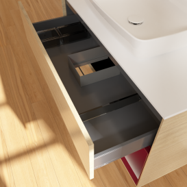 Тумба под раковину Villeroy & Boch Finion 100х50,1 см с подсветкой МДФ шпон дуба/стекло белое матовое G781HBPC