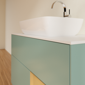 Тумба під раковину Villeroy & Boch Finion 100х50,1 см із підсвічуванням МДФ оливковий матовий лак/скло біле матове G781HFGM