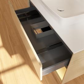 Тумба под раковину Villeroy & Boch Finion 100х50,1 см с подсветкой МДФ шпон дуба/стекло белое матовое G781HFPC