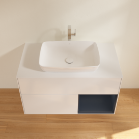 Тумба под раковину Villeroy & Boch Finion 100х50,1 см с подсветкой МДФ глянцевый белый лак/стекло белое матовое G781HGGF