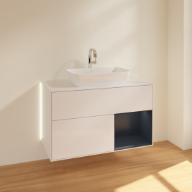 Тумба под раковину Villeroy & Boch Finion 100х50,1 см с подсветкой МДФ глянцевый белый лак/стекло белое матовое G781HGGF