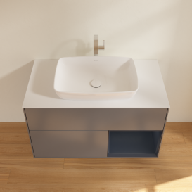 Тумба под раковину Villeroy & Boch Finion 100х50,1 см с подсветкой МДФ антрацит матовый лак/стекло белое матовое G781HGGK