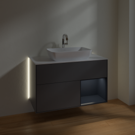 Тумба под раковину Villeroy & Boch Finion 100х50,1 см с подсветкой МДФ антрацит матовый лак/стекло белое матовое G781HGGK