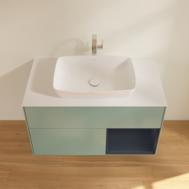 Тумба под раковину Villeroy & Boch Finion 100х50,1 см с подсветкой МДФ оливковый матовый лак/стекло белое матовое G781HGGM