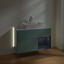 Тумба под раковину Villeroy & Boch Finion 100х50,1 см с подсветкой МДФ оливковый матовый лак/стекло белое матовое G781HGGM