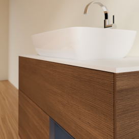 Тумба под раковину Villeroy & Boch Finion 100х50,1 см с подсветкой МДФ шпон грецкого ореха/стекло белое матовое G781HGGN