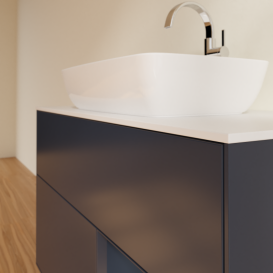 Тумба под раковину Villeroy & Boch Finion 100х50,1 см с подсветкой МДФ темно-синий матовый лак/стекло белое матовое G781HGHG