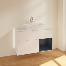 Тумба под раковину Villeroy & Boch Finion 100х50,1 см с подсветкой МДФ белый матовый лак/стекло белое матовое G781HGMT