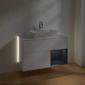 Тумба под раковину Villeroy & Boch Finion 100х50,1 см с подсветкой МДФ белый матовый лак/стекло белое матовое G781HGMT