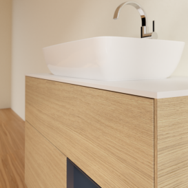 Тумба под раковину Villeroy & Boch Finion 100х50,1 см с подсветкой МДФ шпон дуба/стекло белое матовое G781HGPC