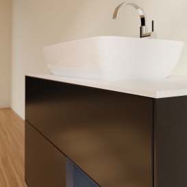 Тумба под раковину Villeroy & Boch Finion 100х50,1 см с подсветкой МДФ черный матовый лак/стекло белое матовое G781HGPD