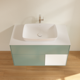 Тумба под раковину Villeroy & Boch Finion 100х50,1 см с подсветкой МДФ оливковый матовый лак/стекло белое матовое G781MTGM