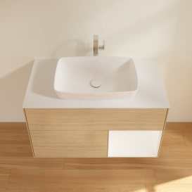 Тумба под раковину Villeroy & Boch Finion 100х50,1 см с подсветкой МДФ шпон дуба/стекло белое матовое G781MTPC