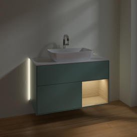 Тумба под раковину Villeroy & Boch Finion 100х50,1 см с подсветкой МДФ оливковый матовый лак/стекло белое матовое G781PCGM