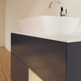 Тумба под раковину Villeroy & Boch Finion 100х50,1 см с подсветкой МДФ темно-синий матовый лак/стекло белое матовое G781PCHG