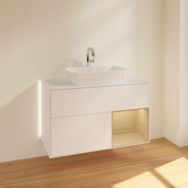 Тумба под раковину Villeroy & Boch Finion 100х50,1 см с подсветкой МДФ белый матовый лак/стекло белое матовое G781PCMT