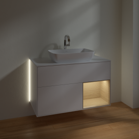 Тумба под раковину Villeroy & Boch Finion 100х50,1 см с подсветкой МДФ белый матовый лак/стекло белое матовое G781PCMT