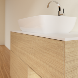 Тумба под раковину Villeroy & Boch Finion 100х50,1 см с подсветкой МДФ шпон дуба/стекло белое матовое G781PCPC