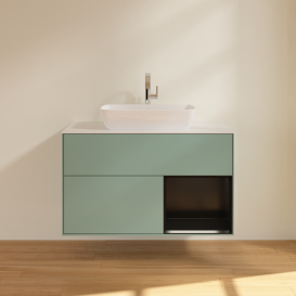 Тумба под раковину Villeroy & Boch Finion 100х50,1 см с подсветкой МДФ оливковый матовый лак/стекло белое матовое G781PDGM