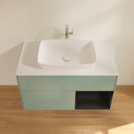 Тумба под раковину Villeroy & Boch Finion 100х50,1 см с подсветкой МДФ оливковый матовый лак/стекло белое матовое G781PDGM