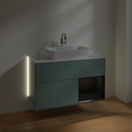 Тумба под раковину Villeroy & Boch Finion 100х50,1 см с подсветкой МДФ оливковый матовый лак/стекло белое матовое G781PDGM